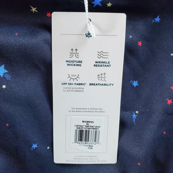 Lady Hagen Womens XL Pull On Contrast Trim Print Skort Navy Star Print New‎ - Picture 5 of 7